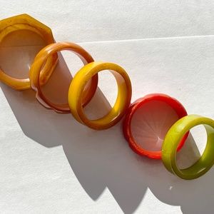 Vintage Bakelite Napkin Rings, mixed set of 5